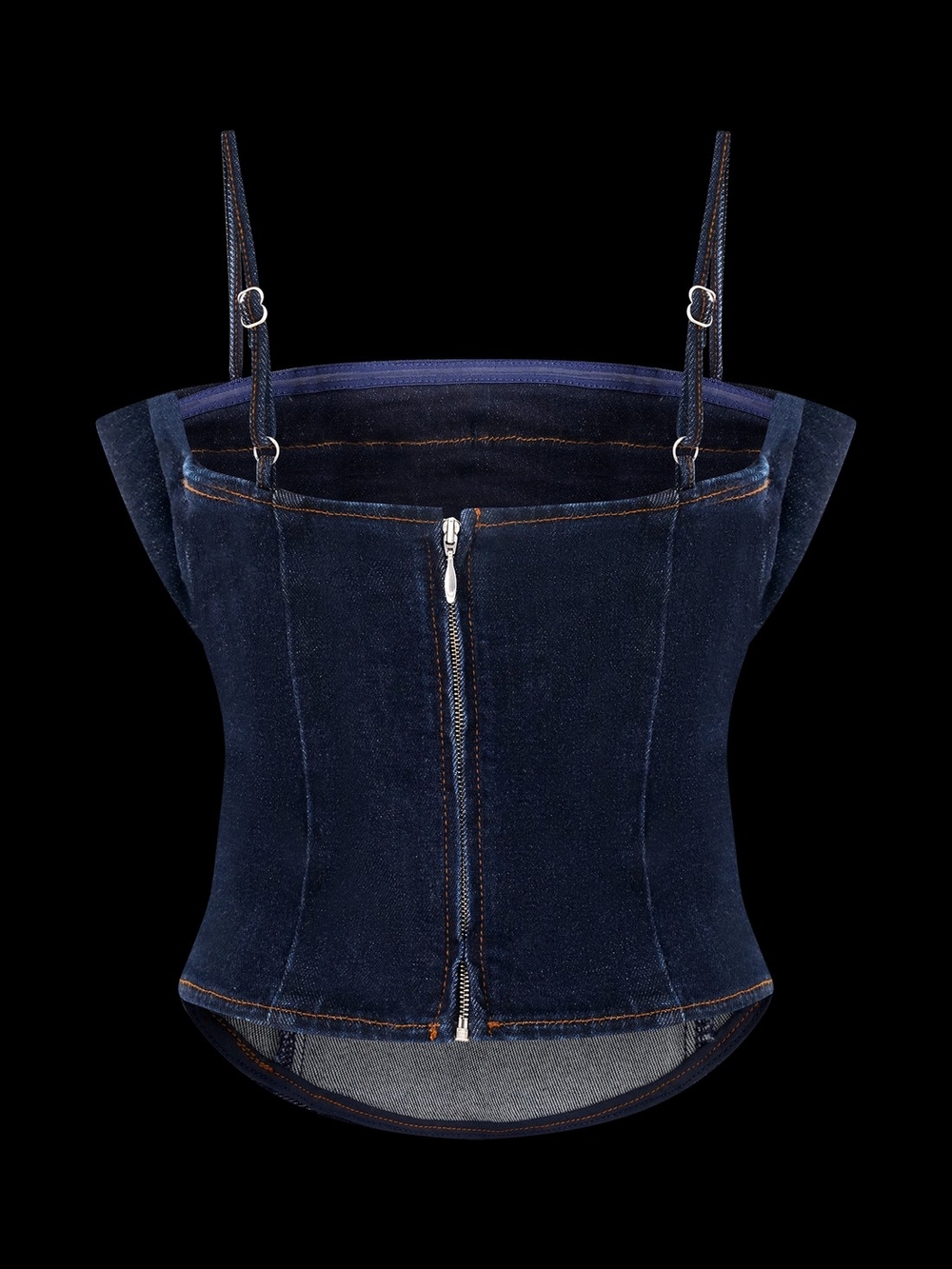 Meshki Cecilia Indigo Blue Denim Frill Corset Top (size M, but runs small) - Picture 7 of 11